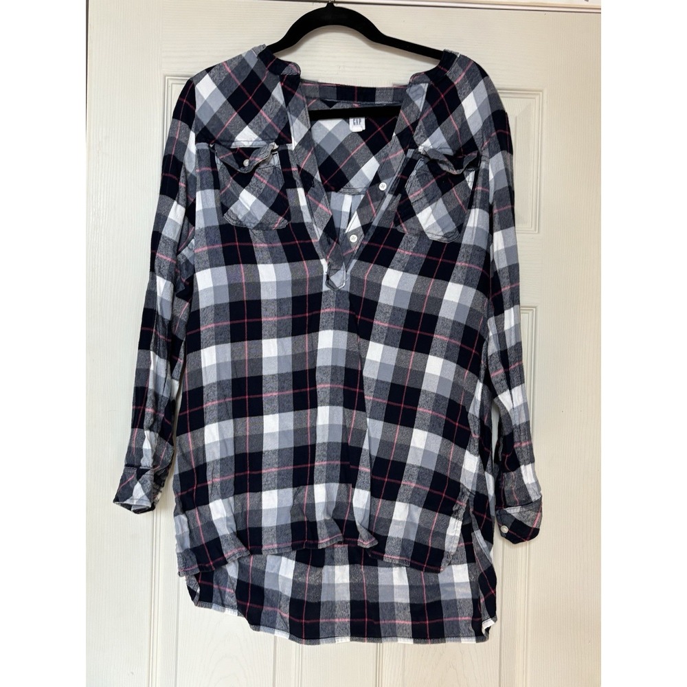 Gap Multicolor Plaid Long Sleeve Button Down Pocket Shirt Women's Size Medium